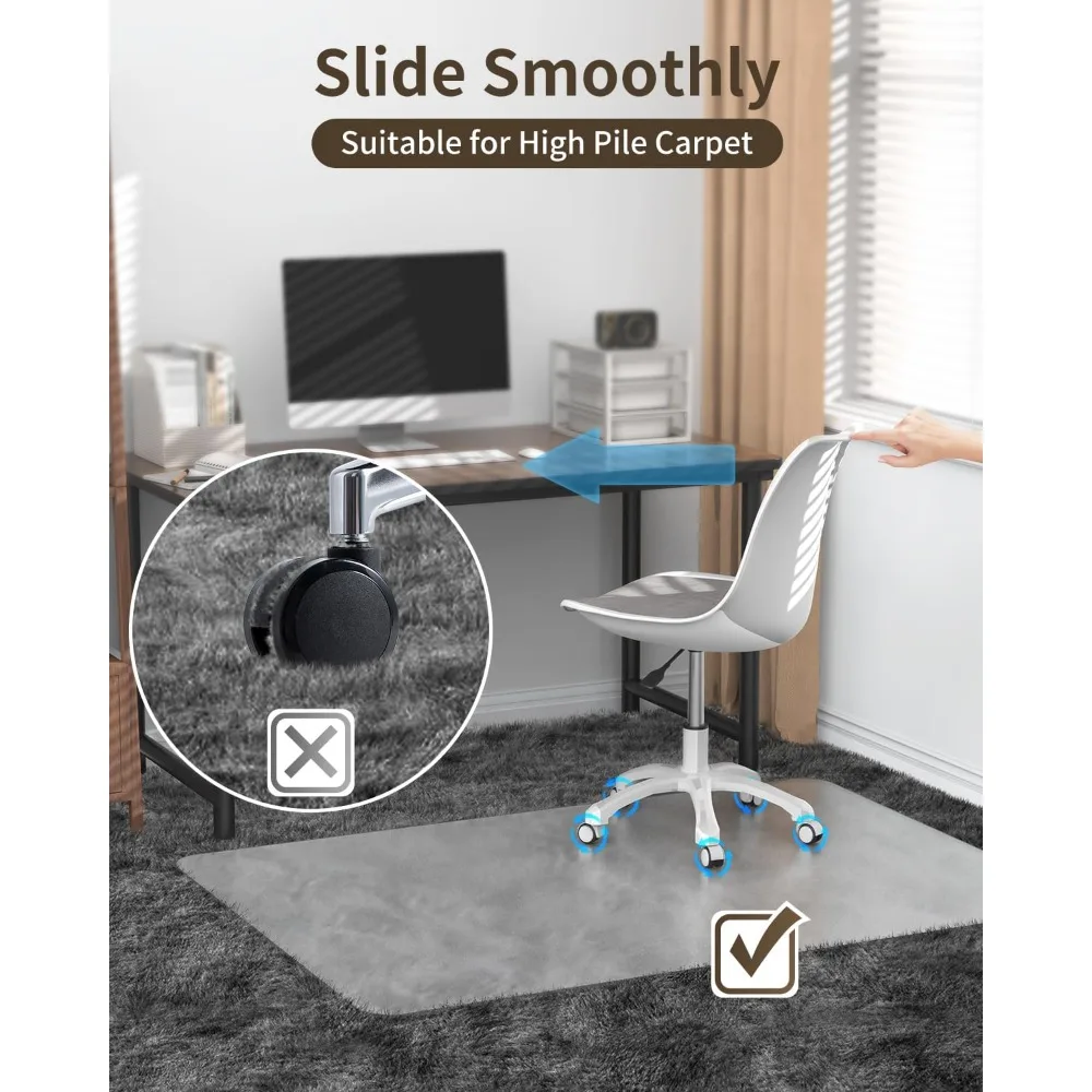 Frosted clear chair mat for high pile carpet and hardwood floor, heavy duty computer chair mat, 34.6