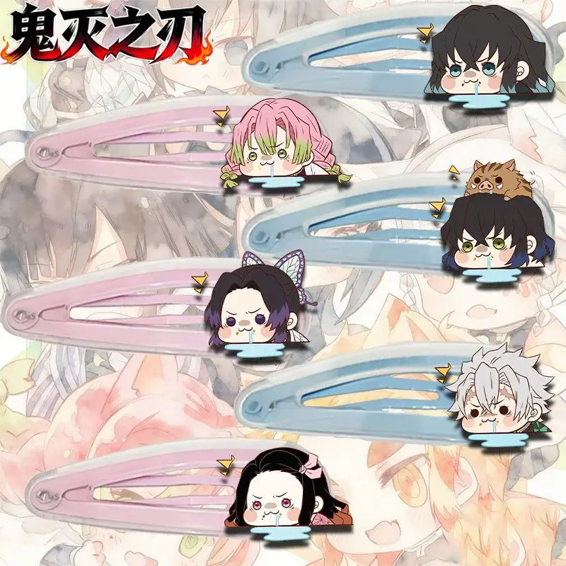 

Demon Slayer anime kawaii peripheral hairpins cute girl heart bangs sweet water ice moon cartoon headdress hairpin holiday gift