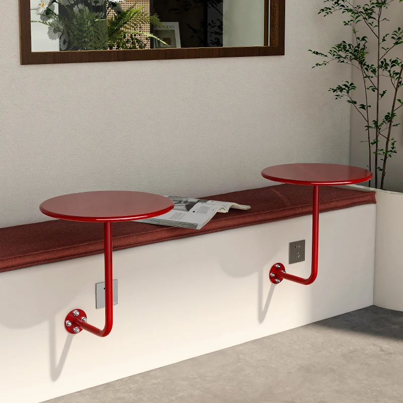 Wall-Mounted Round Table Space-Saving Hanging Side Table for Bubble Tea Shop/Cafe Small Coffee Bar