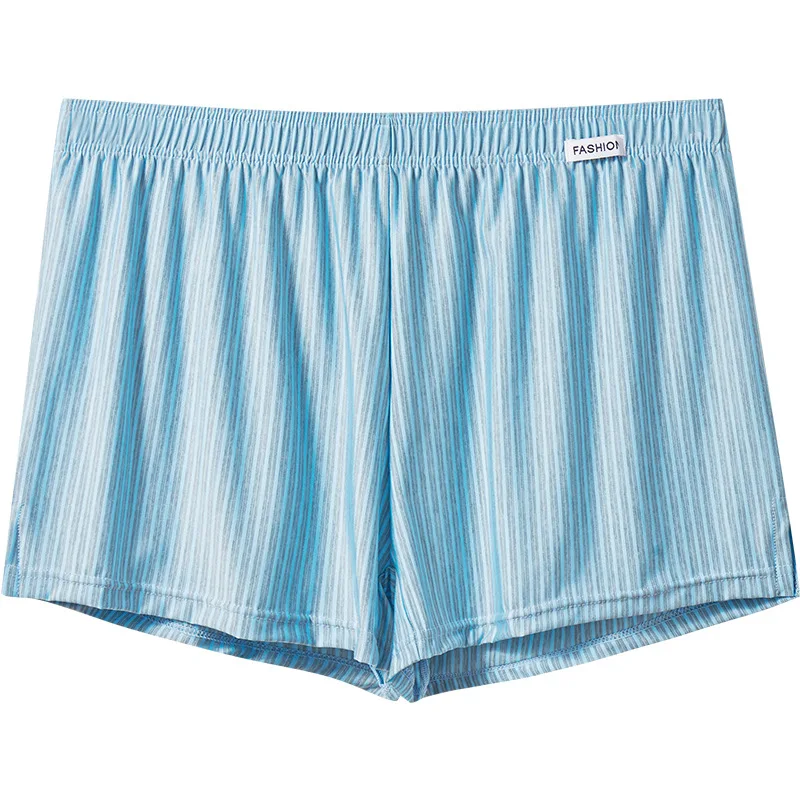 Men's Ultra Thin Ice Silk Striped Boxer Shorts 4-Pack Breathable Loose Fit Summer Beach Pajama Underwear Home Wear