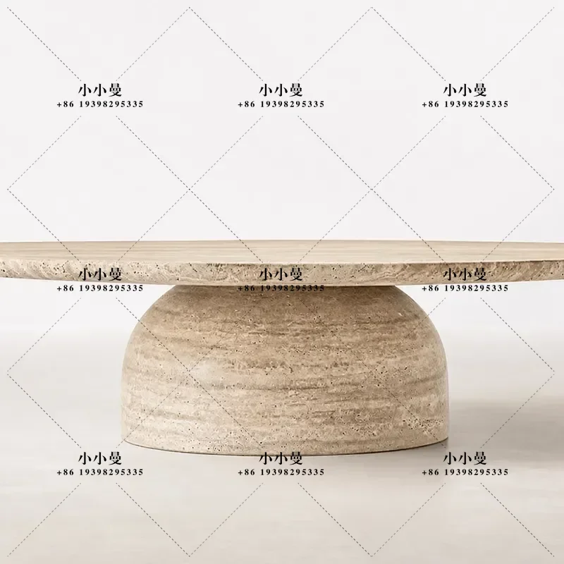 Silver Gray Yellow Travertine Marble Coffee Table High End Villa Hotel Living Room Creative Modern Center Table Three Piece