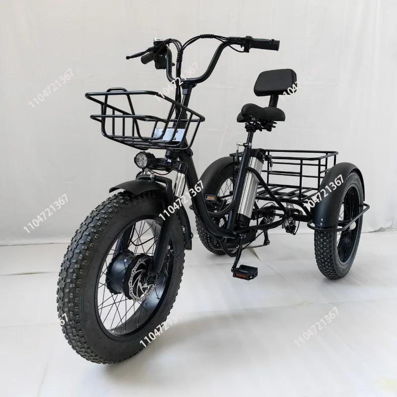 

20-Inch, fat tire electric pedal tricycle snow lithium battery bike