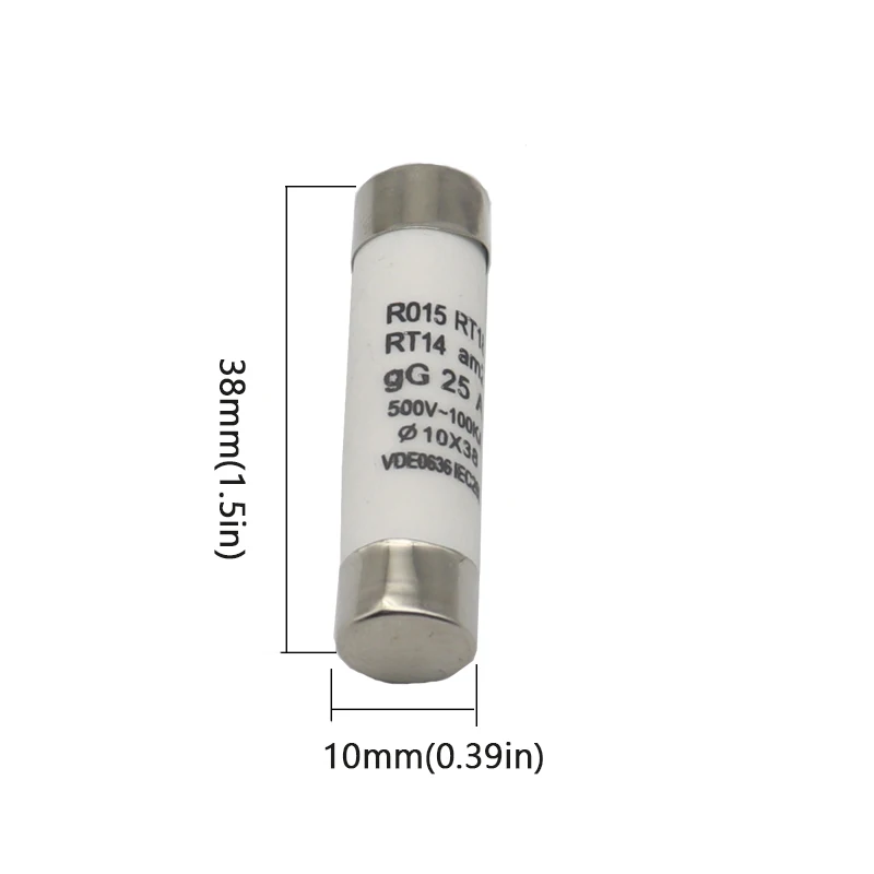 【5-1PCS】10X38mm Ceramic Fuse 0.5A 1A 2A 3A 4A 5A 6A 8A 10A 16A 20A 25A 32A 40A 50A 500V 500mA RO15 R015 RT18 RT14 Am2 380V
