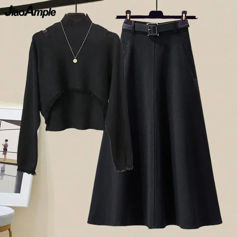 Women's Spring Summer New Retro Knitted Tassel Cover Up+Vest+Midi Skirt Three Piece Suit Korean Elegant Chic Dress Matching Set