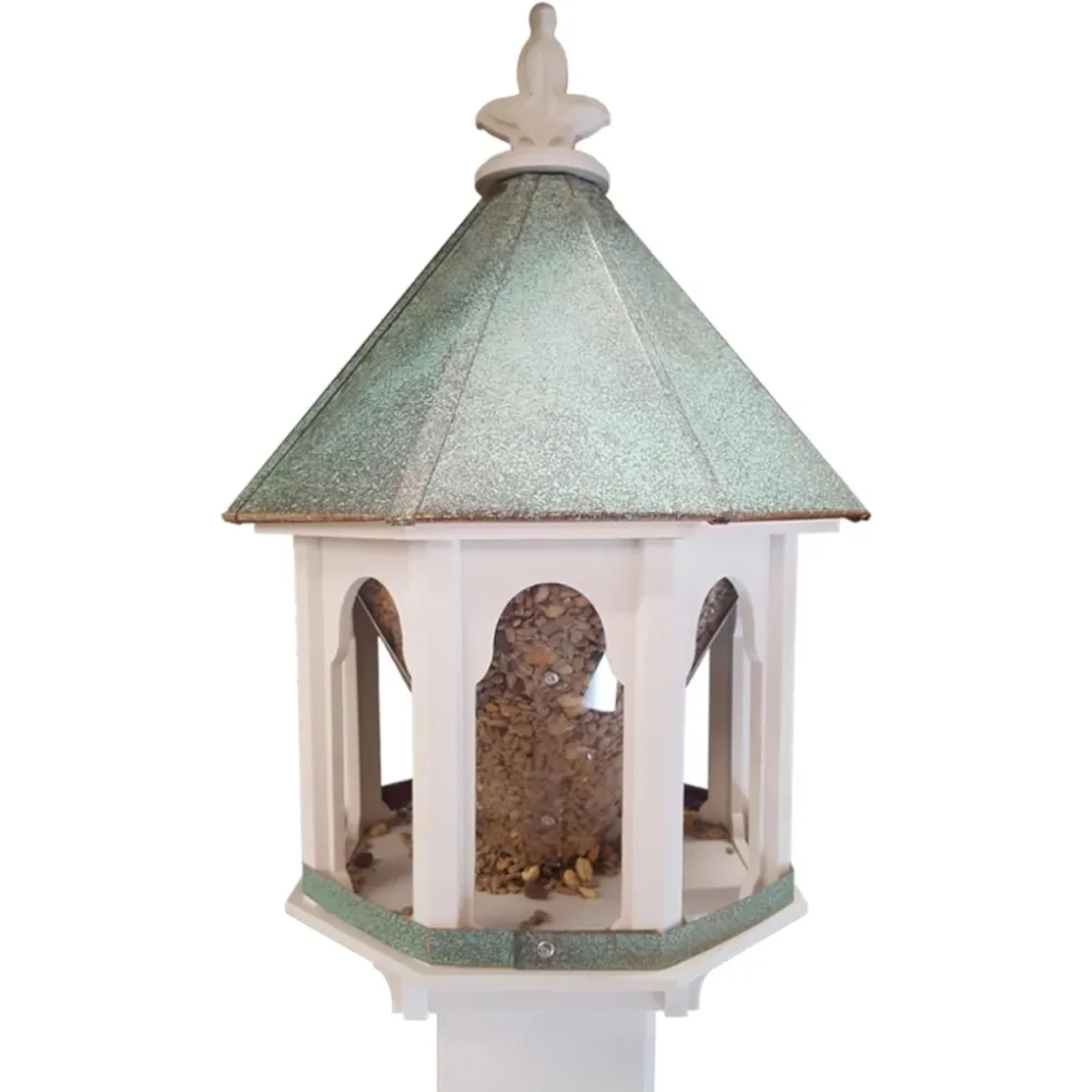 

Wild Bird Feeder Solid Cellular PVC Patina Copper Roof (F8V) Made in The USA (4" x 4" Mount)