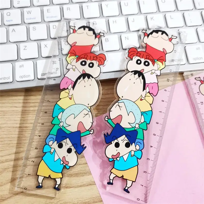 Anime Kawaii Cute Crayon Shin-Chan Ruler Measurement Draw Stationery Student 15 Cm Cartoon Cute Girl Birthday Gift For Children