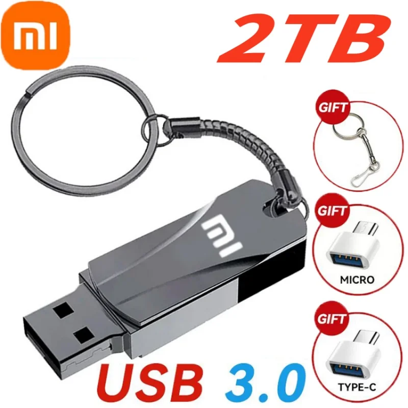 샤오미 U 디스크 메탈 플래시 드라이브, USB 3.0 고속 파일 전송, 초대용량 방수 컴퓨터 펜 드라이브 2024, 1TB, 2TB