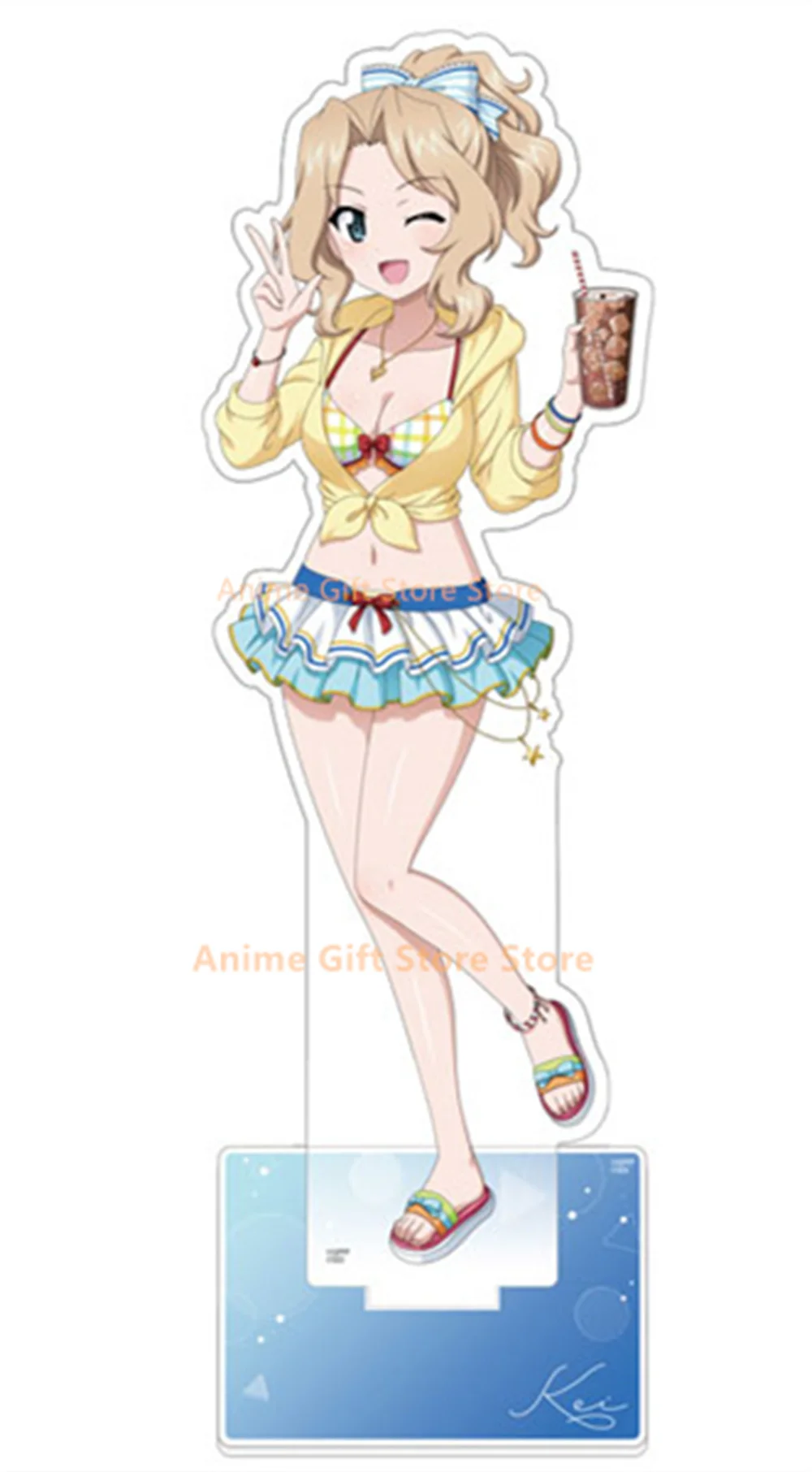 لطيف أنيمي الفتيات وبانزر قوس الاكريليك نموذج عن طريق البحر اللعب سطح المكتب زخرفة 15 سنتيمتر مروحة هدية