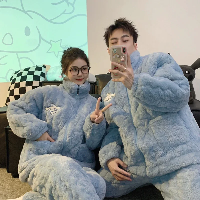 Sanrio Paar Pyjamas Winter warmes zweiteiliges Set Yugui Hund Loungewear Sanrio Loungewear Cartoon Yugui Hund Paar Pyjamas