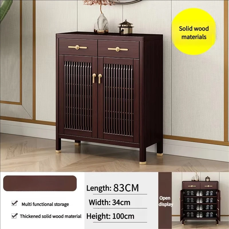 Large Capacity Modern Shoe Cabinet Simple Oak Solid Wood in Classic Style Easy Assembly and Durable for Home Furniture Use