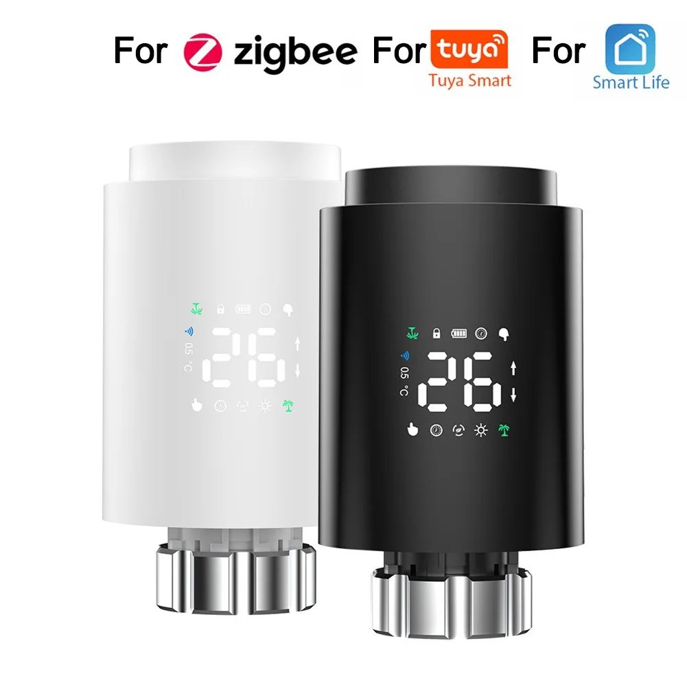 

Программируемый для Tuya для Zigbee, умный термостат, клапан радиатора, программируемый термостатический термостатический клапан, белый, черный