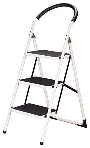 3 Step Ladder Stool Combo with Handgrip, Anti-Slip & Foldable | Extra Wide Pedal Step Sturdy Household Ladder
