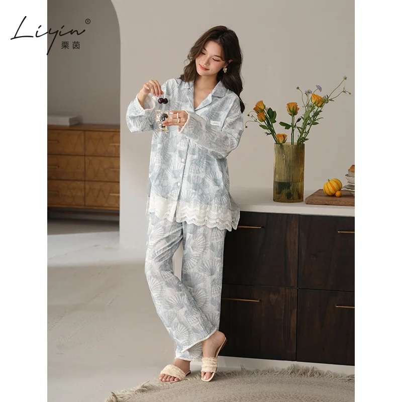 브라가 포함된 면 소재 여성 파자마 세트 여성용 따뜻한 겨울 파자마 패셔너블한 홈웨어 파자마 귀엽고 부드러운 파자마 세트
