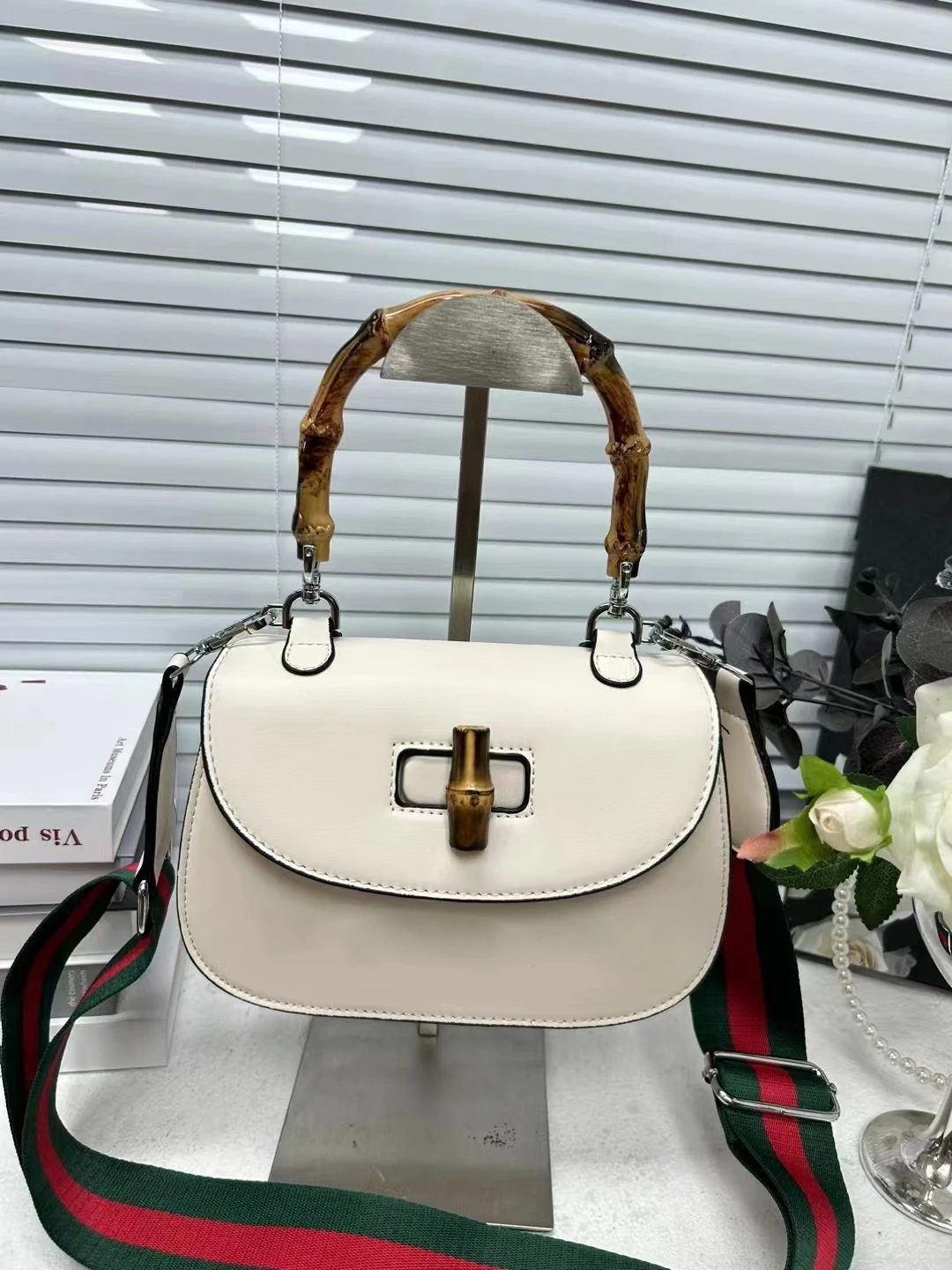 Women\'s Saddle Handbag Light Luxury Designer Bamboo Fashion High-End Crossbody Bag PU Leather High Quality Shoulder Bag