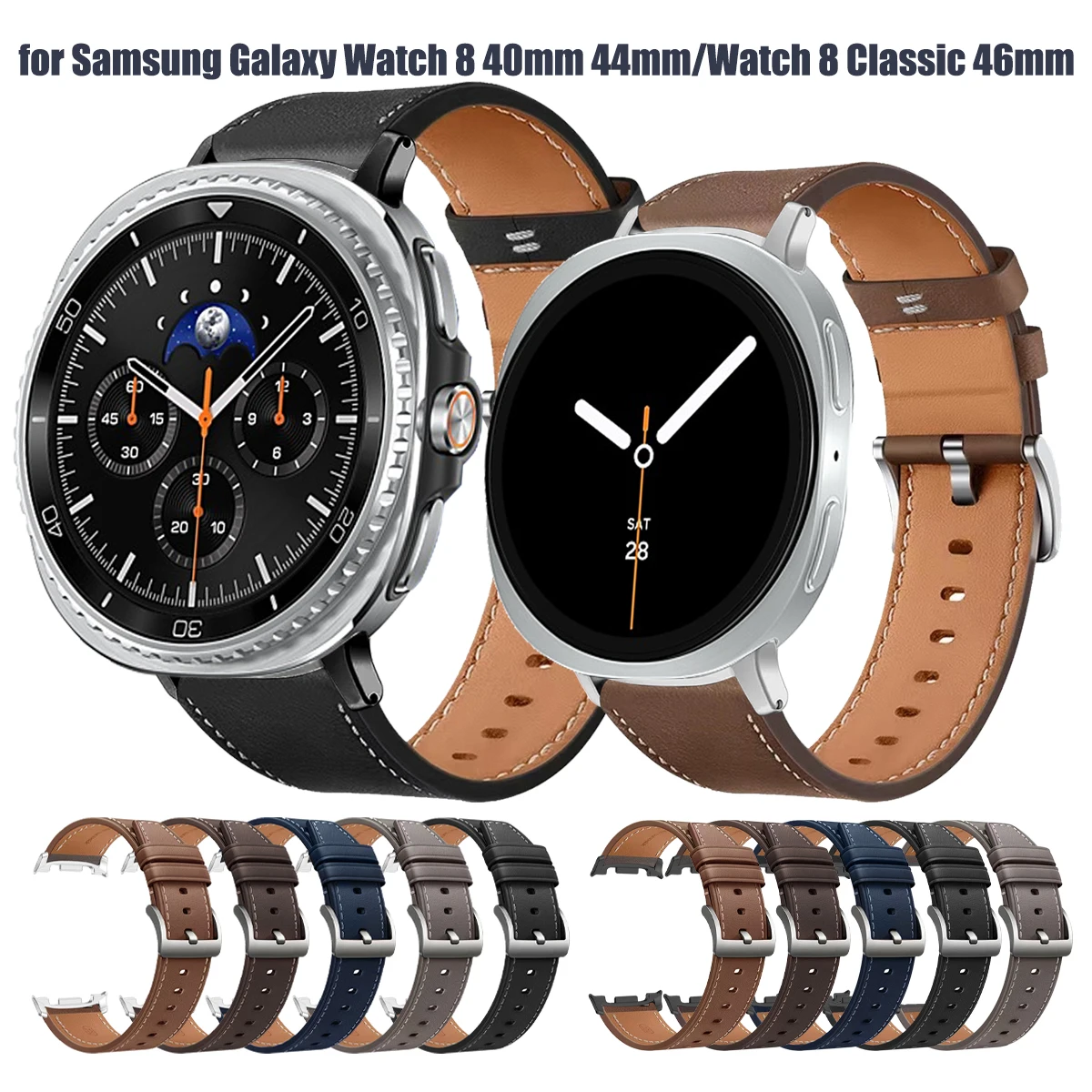 Cinturino in pelle per Samsung Galaxy Watch 8 40/44mm Band galaxy Watch 8 Classic 46mm Bracciale casual per accessori per orologi Samsung