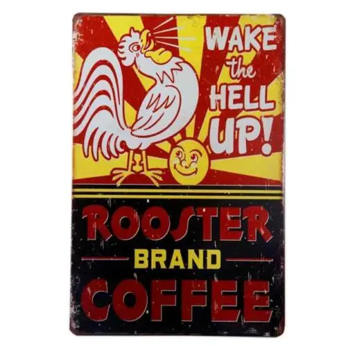 ROOSTER BRAND COFFEE METAL TIN SIGN 