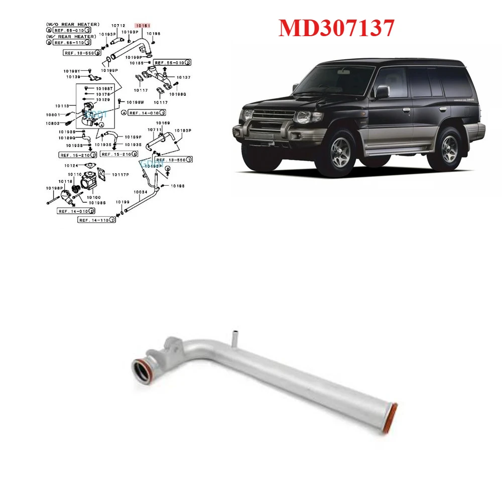 

1 Pcs Cool Water Outlet Pipe for Pajero Sport K90 K80 Thrmostat Colant Hose for Montero V30 V40 V20 for Shogun V70 V60 MD307137