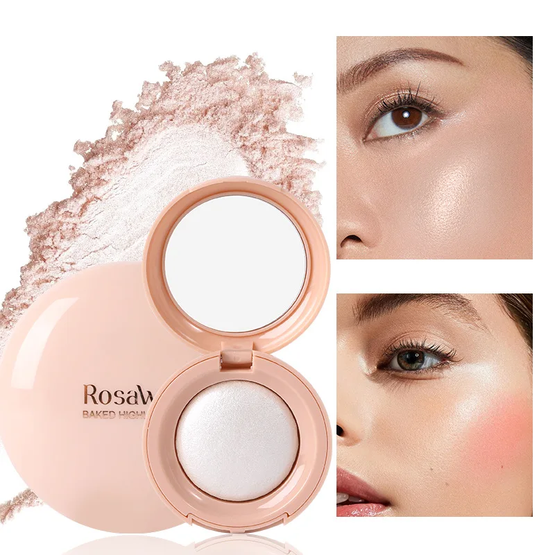 Face Highlighter Powder, Natural Stereo Brightening Contour Makeup, Baked Eyeshadow & Baking Bronzer Contour Palette