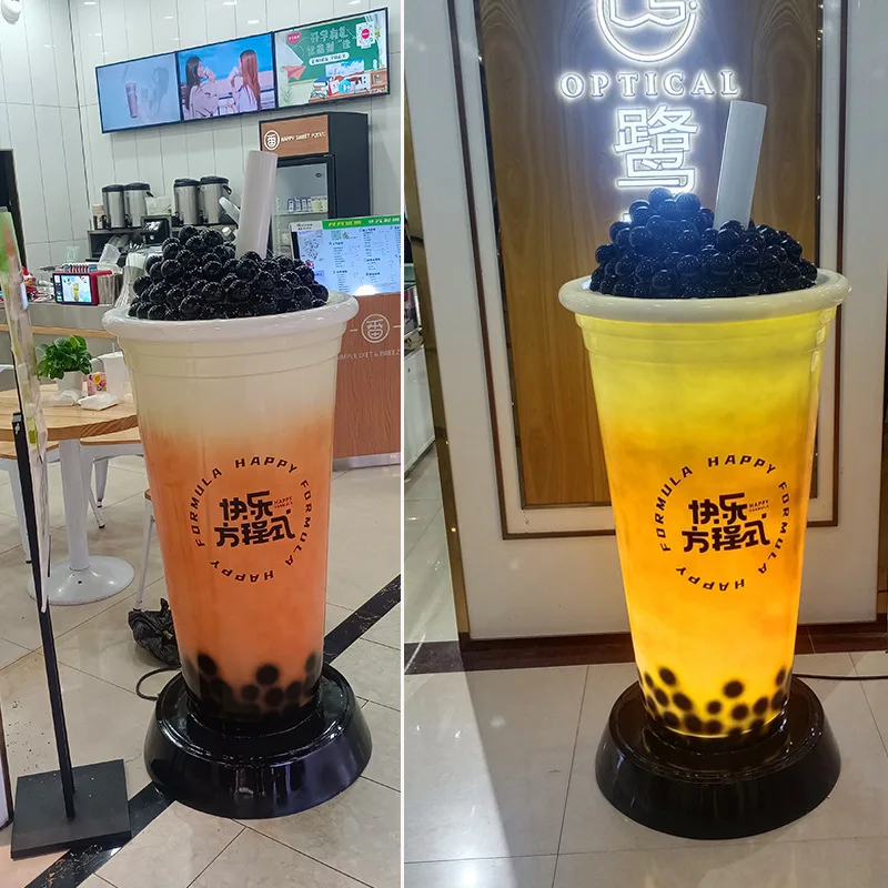 

Internet celebrity milk tea shop shopping mall dessert shop simulation milk tea cup model door floor ornament