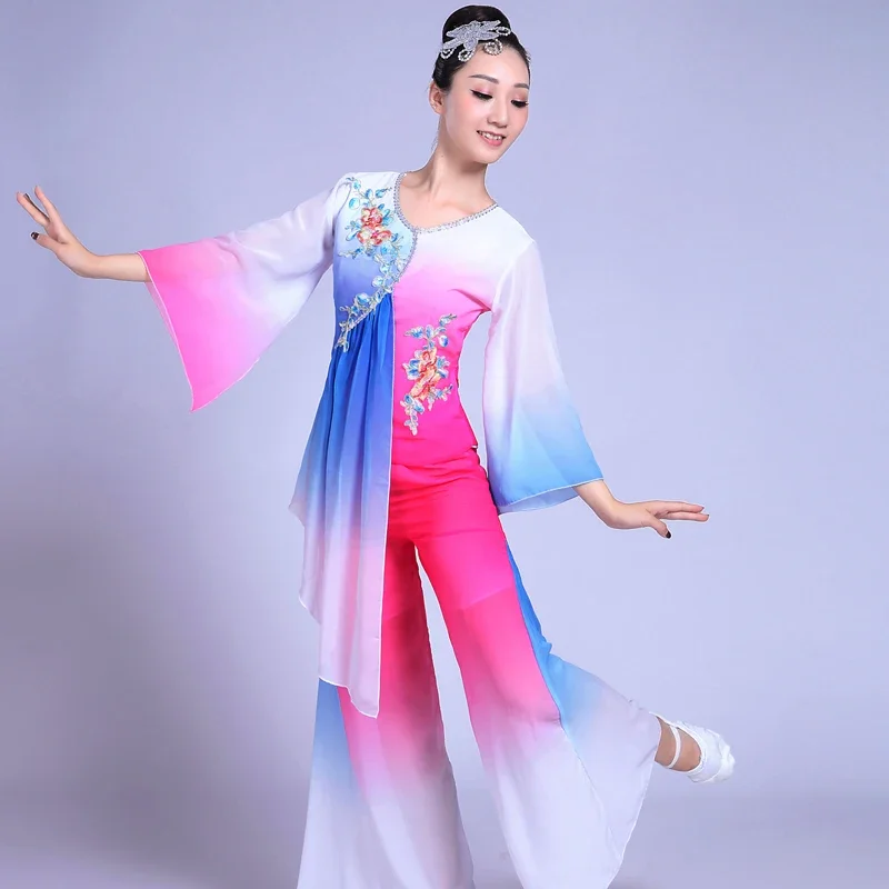 Stile cinese Hanfu classico Yangko abbigliamento abito da donna fan dance national dance performance abbigliamento abiti da ballo quadrati