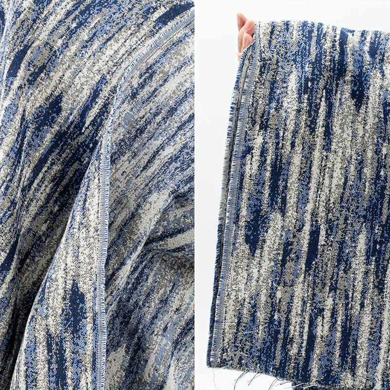 Blaue Ölgemälde Denim waschen kreative Kleidung Designer Näh stoff