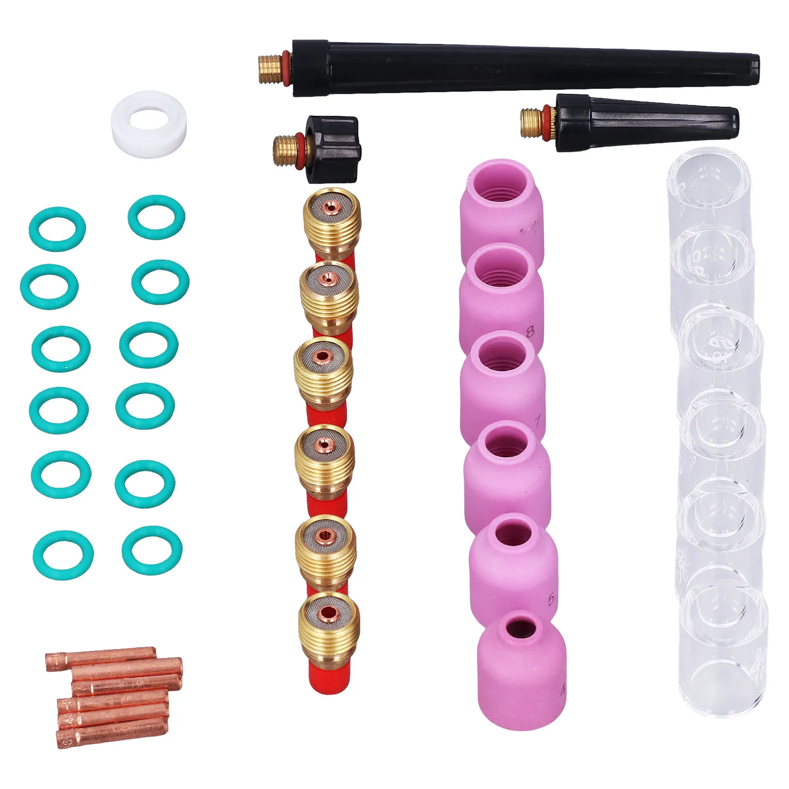For TIG Gas Lens Collet Body Assortment 46 Pieces for SR WP9 20 25 For TIG Welding Torch Fits Multiple Brands and Torch Types