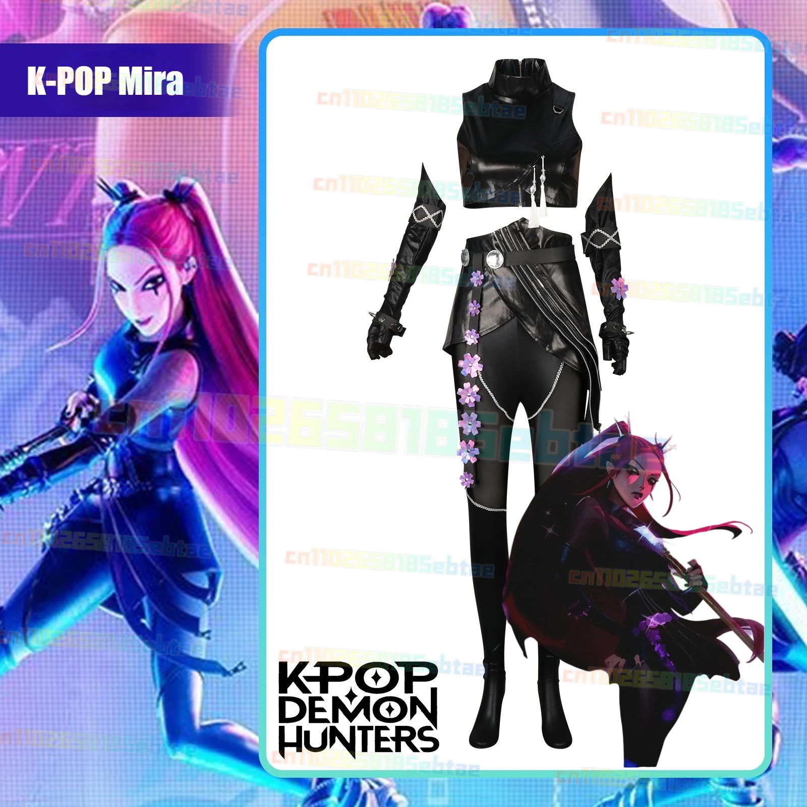 

Black Costume Set Anime Movie Kpop Demon Hunters Rumi Mira Cosplay Costume Zoey Roleplay Outfit Party Halloween