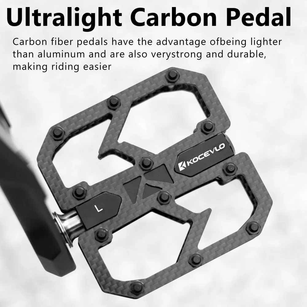 KOCEVLO Carbon Fiber Pedal Road Bicycle Pedal 3 Bearing Titanium Alloy Anti-skid Mountain Bicycle Pedal Bicycle Accessories