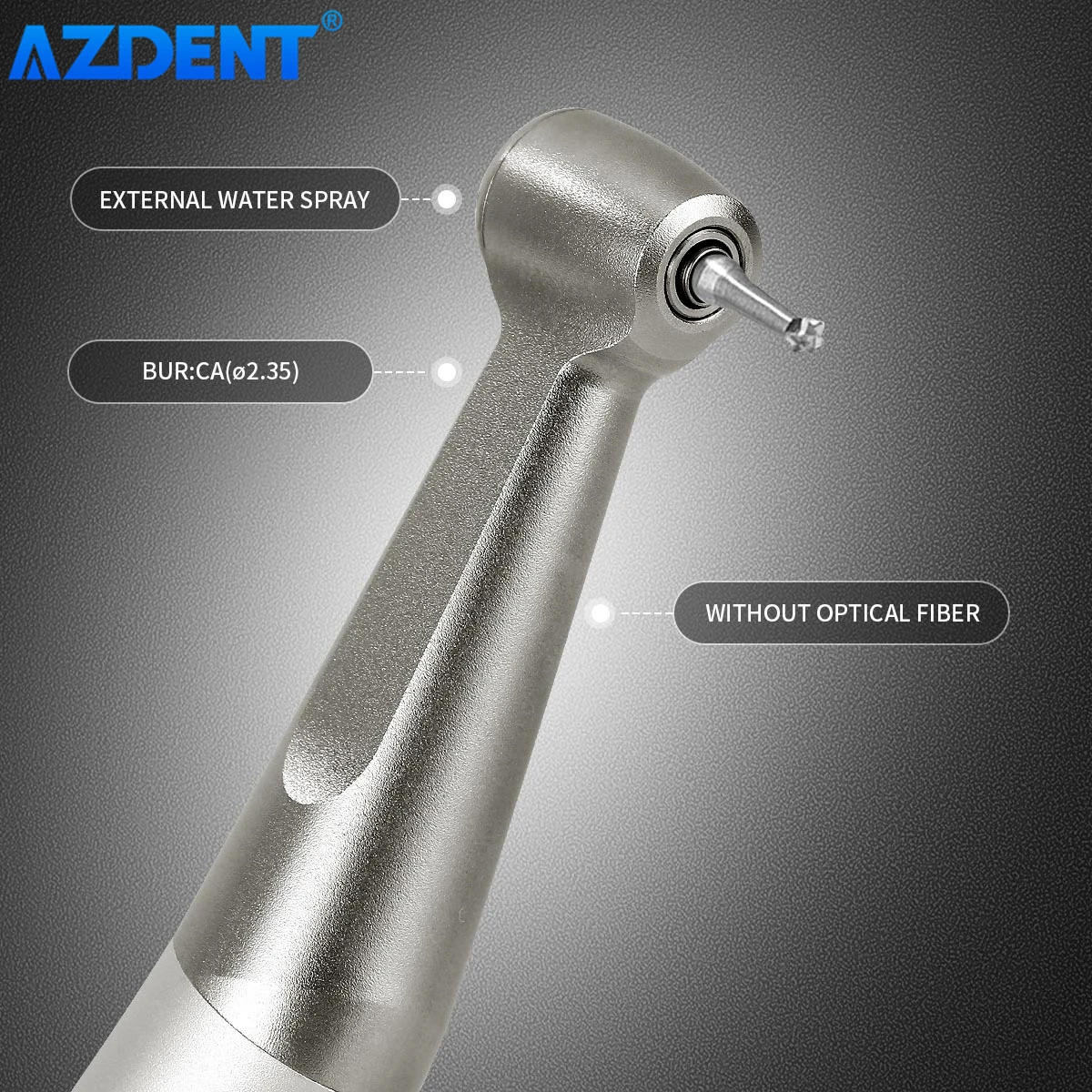 1PC Dental Low Speed Handpiece AZDENT Contra Angle 1:1 for Dentists Push Button Type Dentistry Instrument Compatible Air Motor