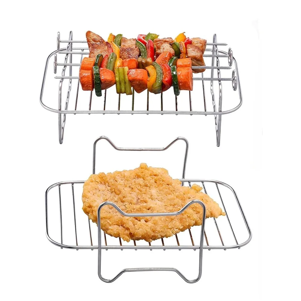 Edelstahl Air Fryer Backen Rack Stapelbare Grill Mesh Pan Mehrzweck Spieß Rack Hause Air Friteuse Rack Zubehör
