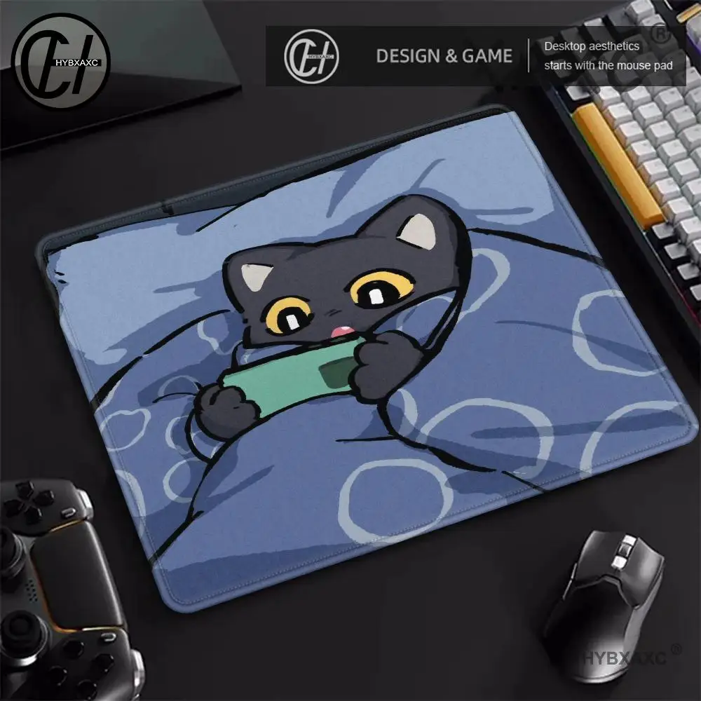 Mouse Anti Slip Small Mouse Pad Cute Black Cat Desktop Accessory Office Computer Kawaii for Office Workers Gamer Anime Desk Pads