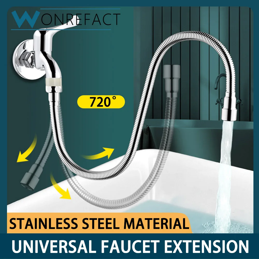 Stainless Steel Faucet Extension Tube Universal 720° Rotatable and Free Bending Faucet Extender Kitchen Pressurized Flexible Ext