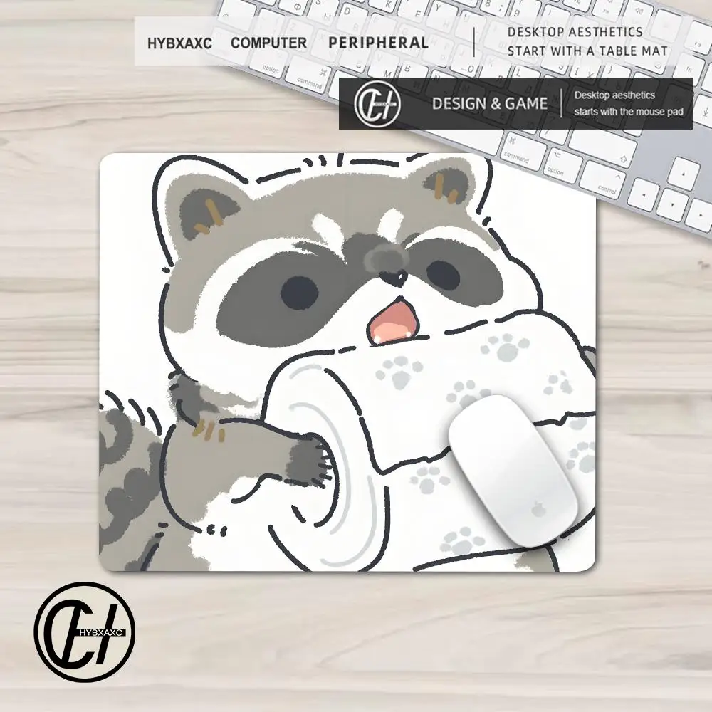 HYBXAXC 1Pc Gaming Setup Accessories Mouse Pad Small Desk Mat Cartoon Brown Raccoon Mousepad Love Heart Gamer Computer Table Mat