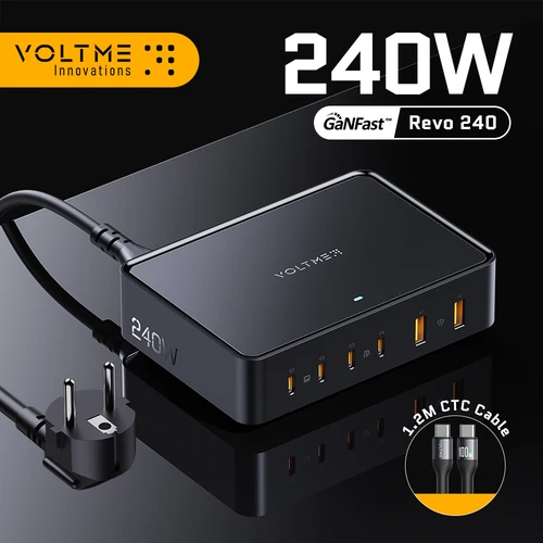 VOLTME 데스크탑 고속 충전 스테이션, 240W USB C 충전기, GaN 6 포트, PD3.1, QC5 벽 충전기, 맥북 프로, 에어 갤럭시 S23 울트라용 