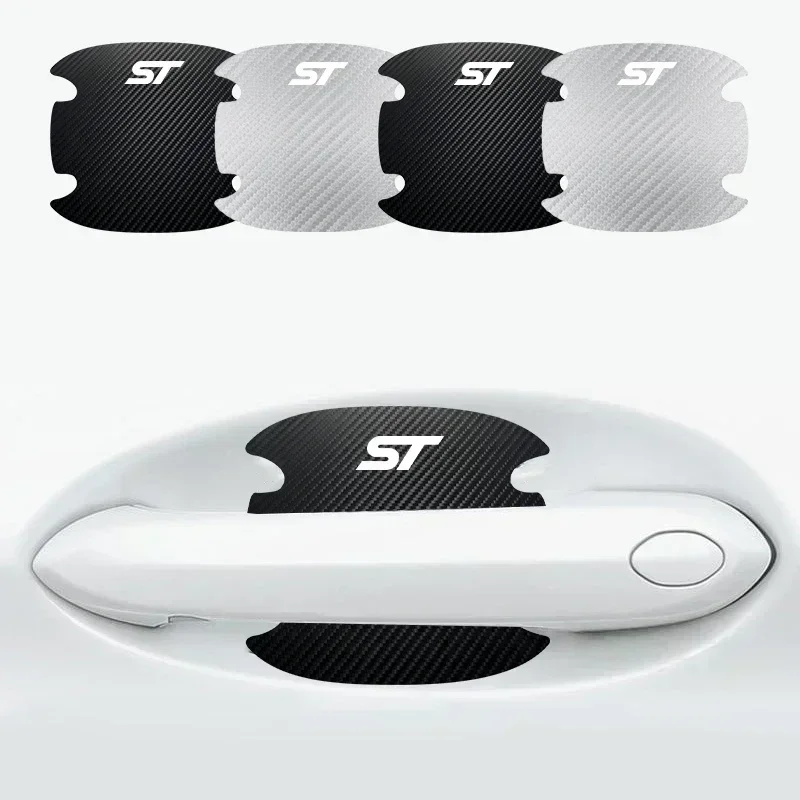 

4Pcs car door door bowl carbon fiber cloth decoration sticker For Ford ST Racing Focus Mk3 Mk2 Fusion Car Styling Accessories