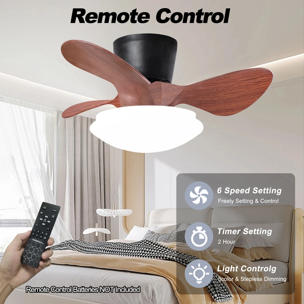 Ceiling Fans With Lights Remote Control 24Inch Small Ceiling Fan With 6-speed Wind Speed Color Temperature For Bedroom Kitchen