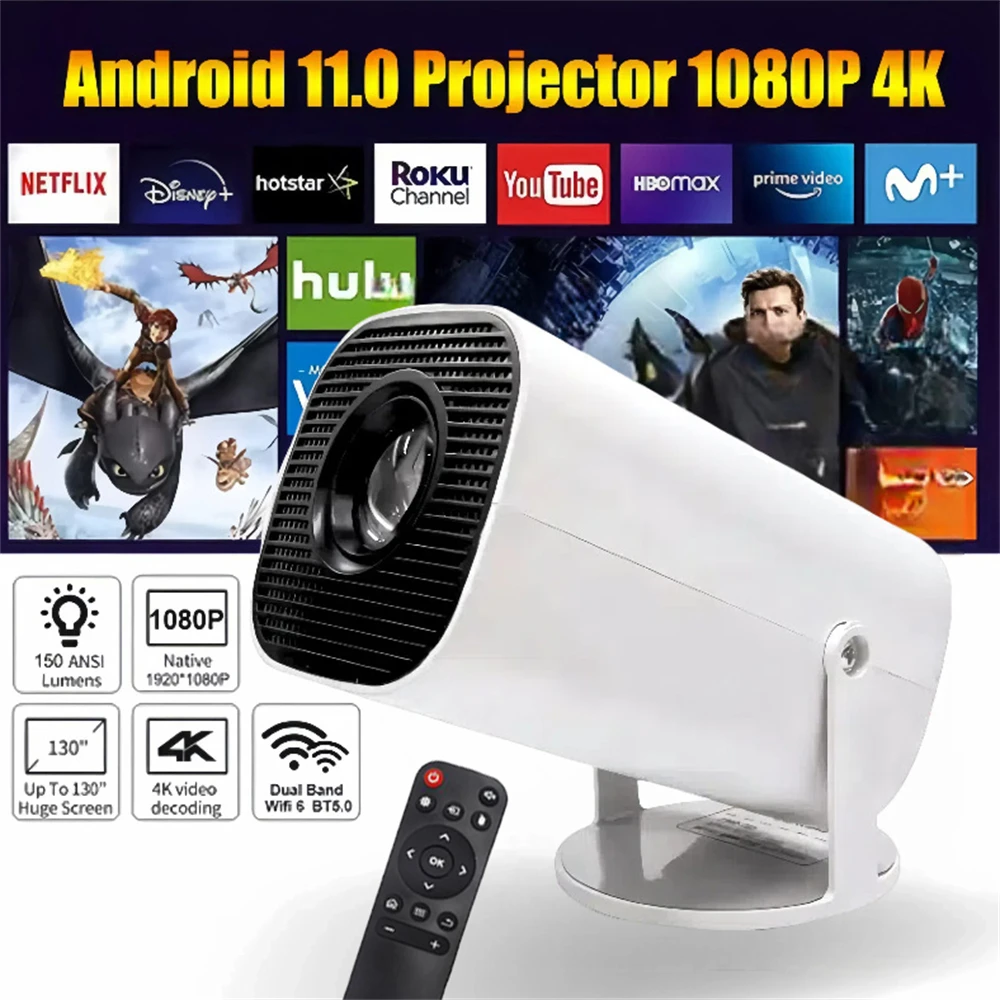 P30 Smart Portable Projector Android 11 WiFi6 Support 4K 1080P BT5.0 Projector 1280*720P Home Cinema Projector For Smart Phone