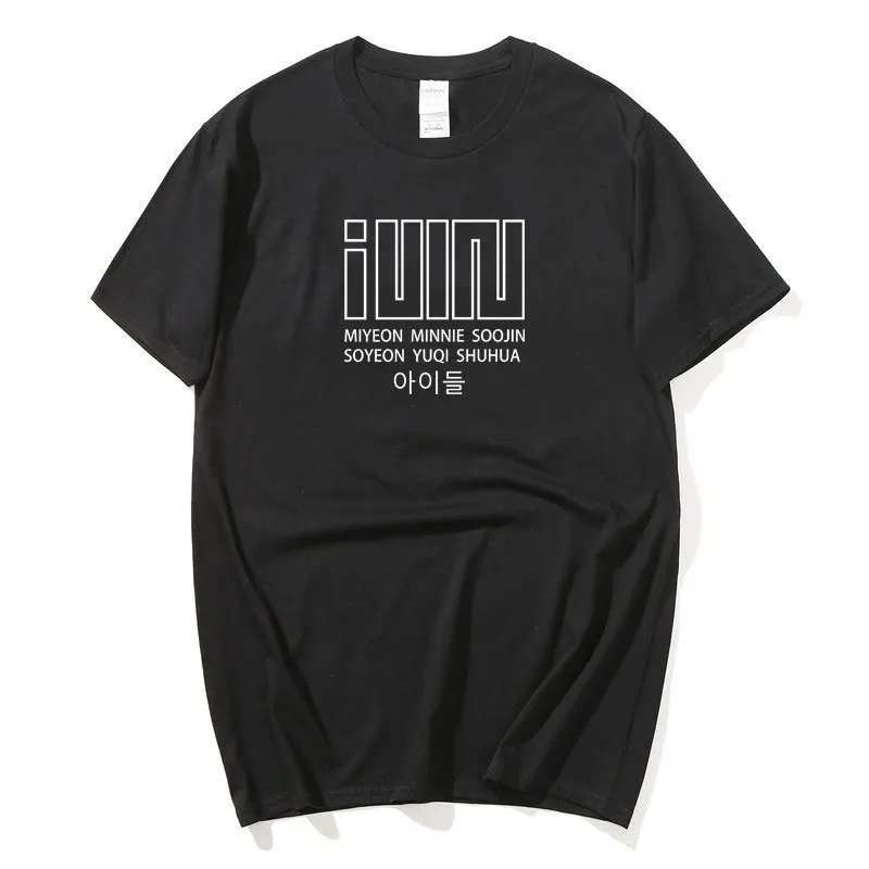 

GIDLE T Shirt 100% Cotton Summer Short Sleeve Tee Tops Women Men Kpop (G)I-DLE MIYEON MINNIE SOYEON YUQI SHUHUA Letter T-Shirt