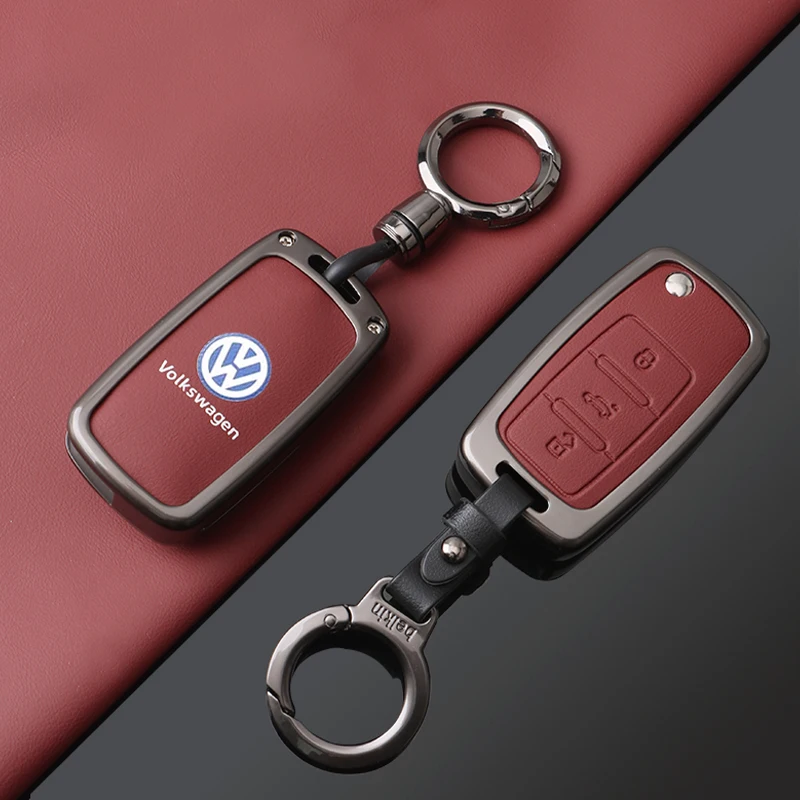Fashion Zinc Alloy Leather Car Key Case Cover Shell for VW Volkswagen Polo Tiguan Passat B5 B6 B7 Golf 4 5 6 MK6 Jetta Lavida