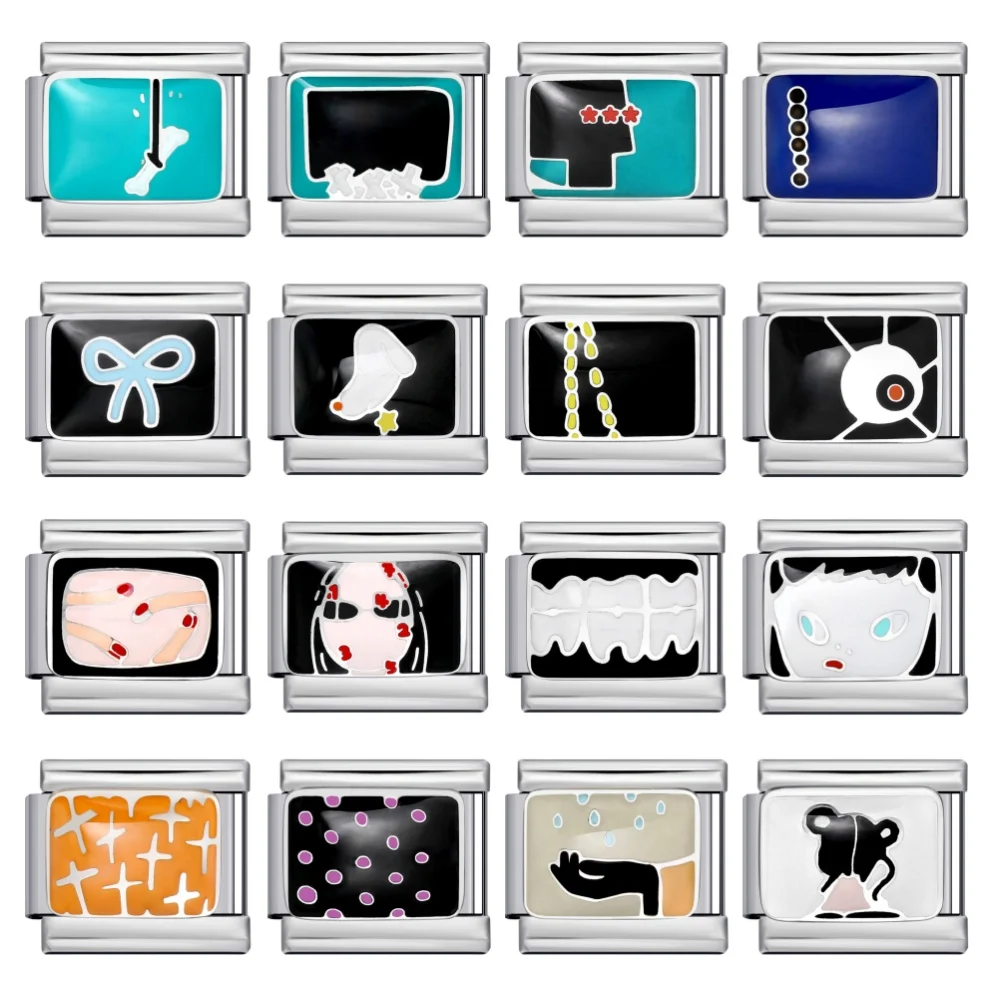 Дизайн-красочная-глазурь-несколько-стилей-маникюр-итальянский-шарм-подходит-для-бусин-из-нержавеющей-стали-9-мм-diy-Изготовление-браслетов-ювелирных-изделий-подарков