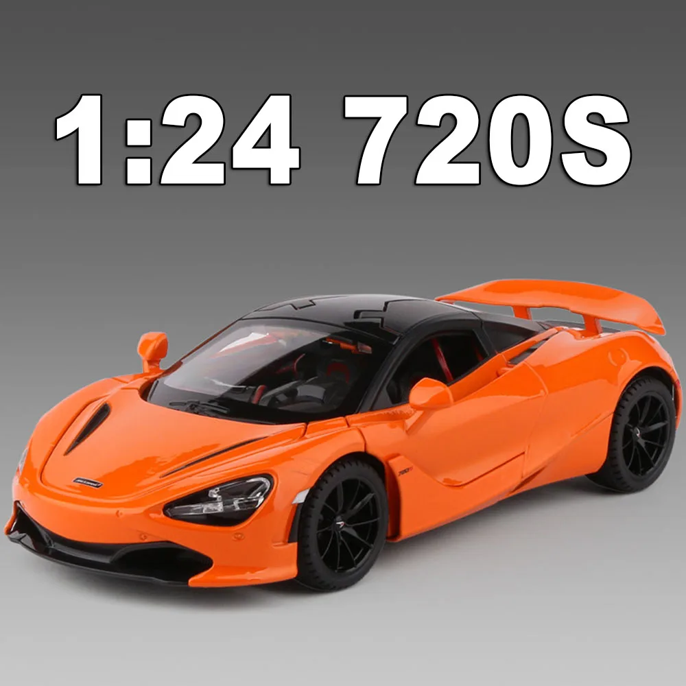 

1:24 720S P1 Модель игрушки из сплава, литой под давлением спортивный автомобиль, орнамент, двери, открытый звук, свет, откат, миниатюрный автомобиль, друг, праздничный подарок