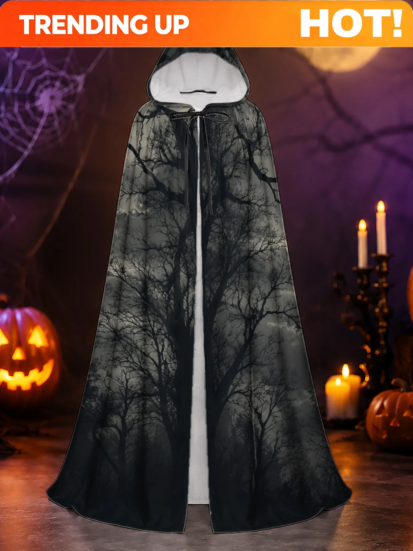 Customization 1pc, Halloween Costume Cloak With Halloween Night With Bats Print, Adult Witch Robe For Men And Women, Suitable Fo