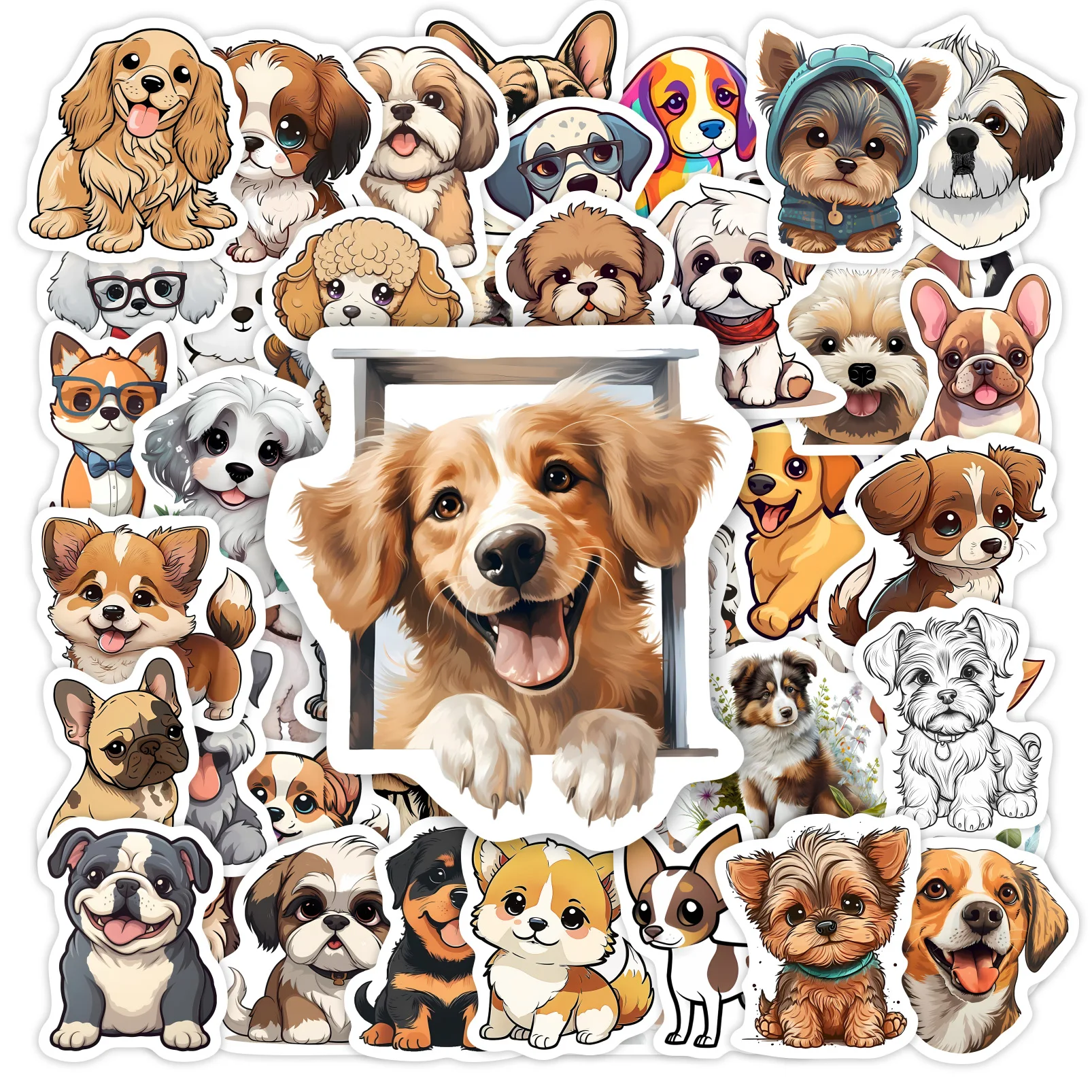 

Cute Puppy Dogs Kawaii Pet Stickers Cartoon Animals Gift for DIY Laptop Phone Mug Luggage Scrapbook Kids Decoration Waterproof