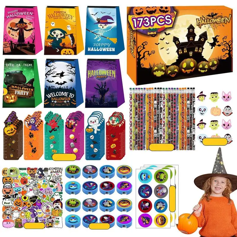 

Halloween Party Favors for Kids 173PCS Halloween Party Toys Assortment for Kids Halloween Party Favors Prizes Box Toy Assortment