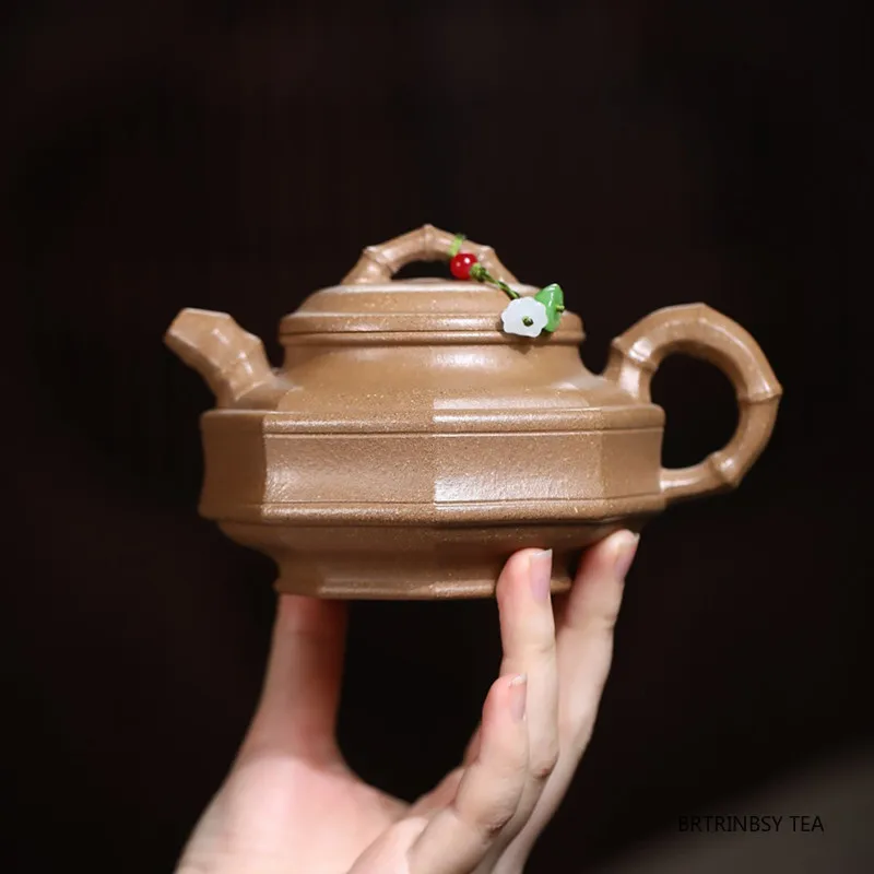 

300ml Chinese Yixing Purple Clay Teapot Handmade Bamboo Shape Tea Pot Beauty Tea Infuser Kettle Tradition Zisha Tea Set Teaware