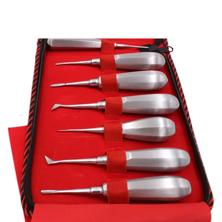 Stainless Steel Dental Elevator Set for Tooth Extraction Straight and Curved Surgical Instruments Kit Dentist Tools