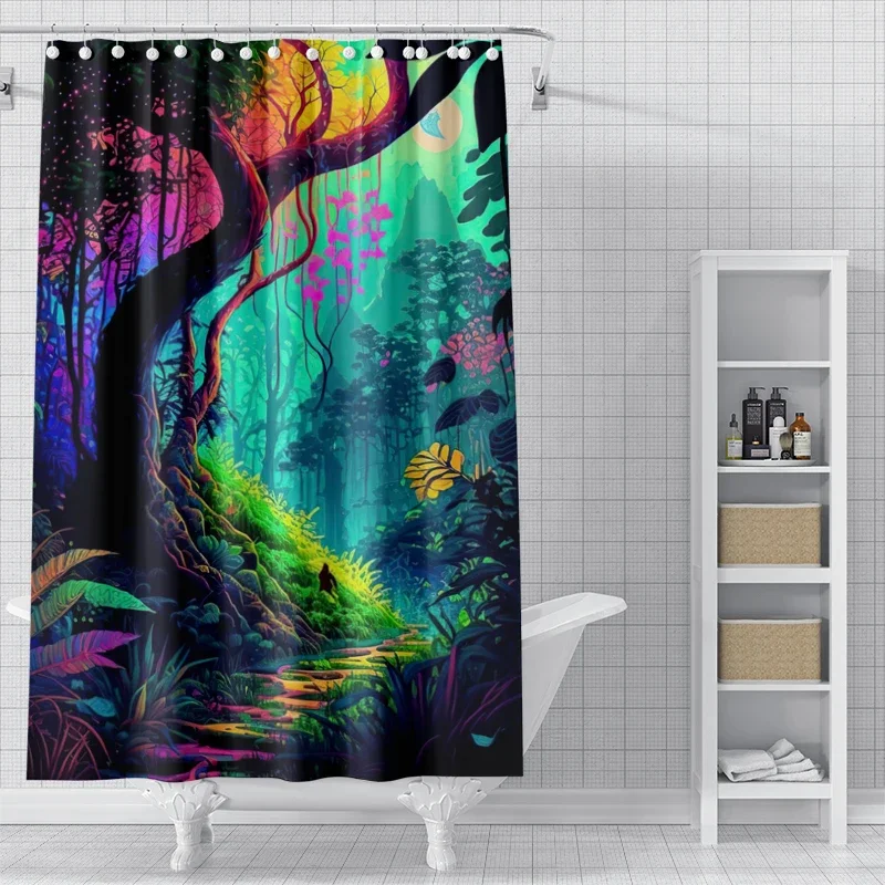 

Занавеска для душа «Волшебный лес», моющаяся грязеотталкивающая насадка для душа, водонепроницаемая полиэстеровая занавеска для ванны для домашнего декора