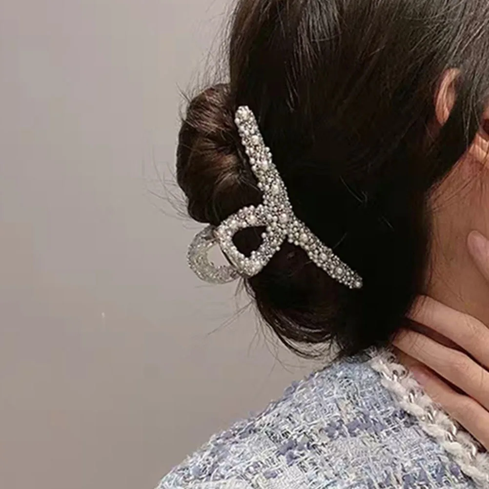

3pcs Pearl Rhinestone Clamps Durable Fixing Clips For Long Curly Women Fashion Hair Grip Hair Decor Clamp