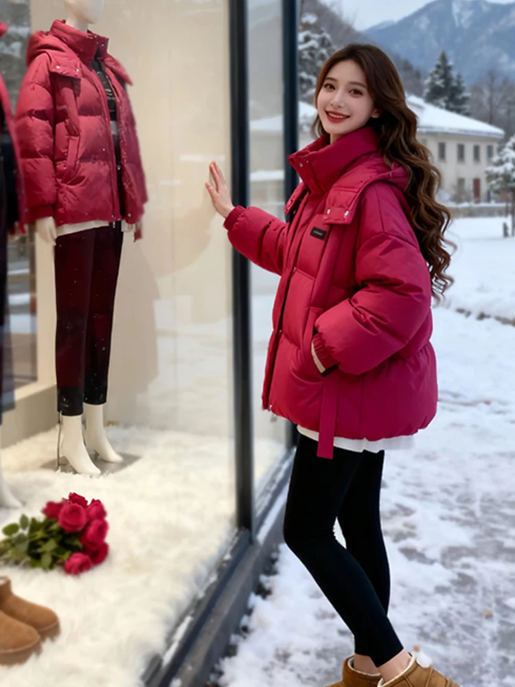 

Женское хлопковое пальто большого размера с капюшоном, модный дизайн, удобное теплое свободное хлопковое пальто, корейское длинное свекло