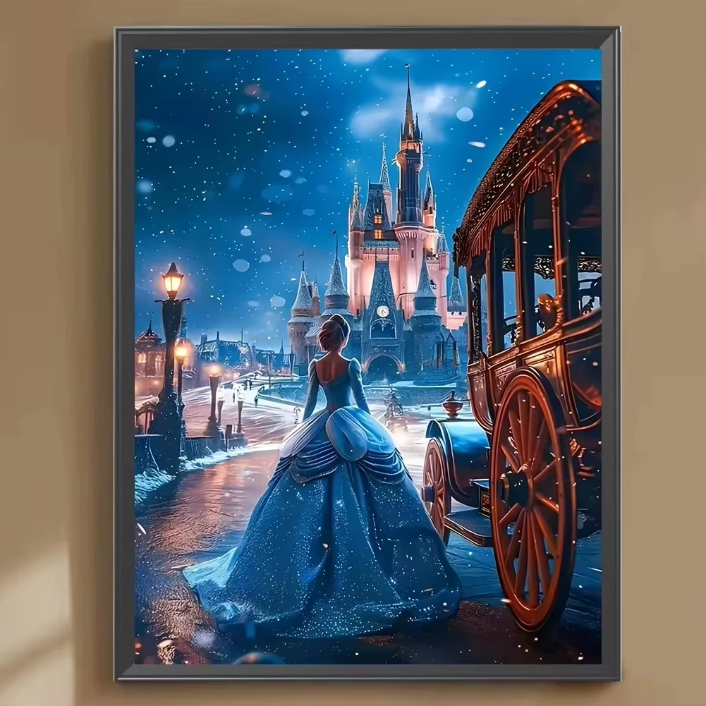 5D DIY Diamant-Malerei-Set Schloss-Prinzessinnen-Szene Kunstwerk Vollflächiges Strass-Mosaik Wanddekoration Bastelset für Heimdekoration Geschenk